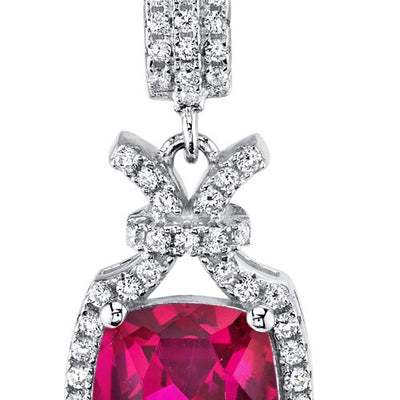 5.00 Cts Ruby Pendant Necklace Sterling Silver Cushion Cut SP10980
