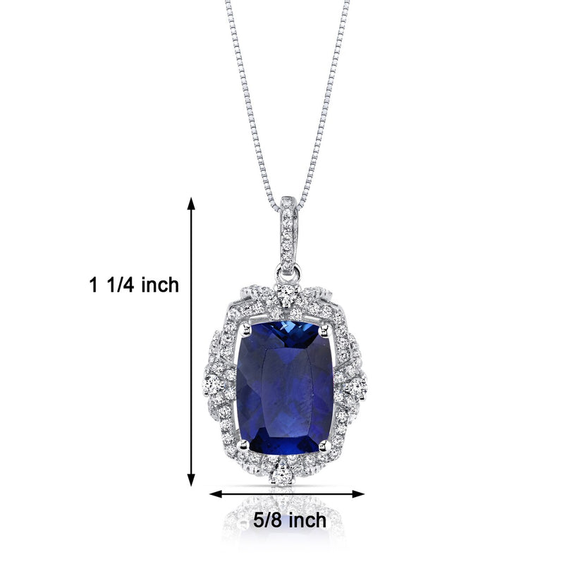 9.00 Cts Blue Sapphire Gallery Pendant Sterling Silver Cushion