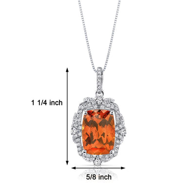 9.00 Cts Padparadscha Sapphire Pendant Sterling Silver Cushion