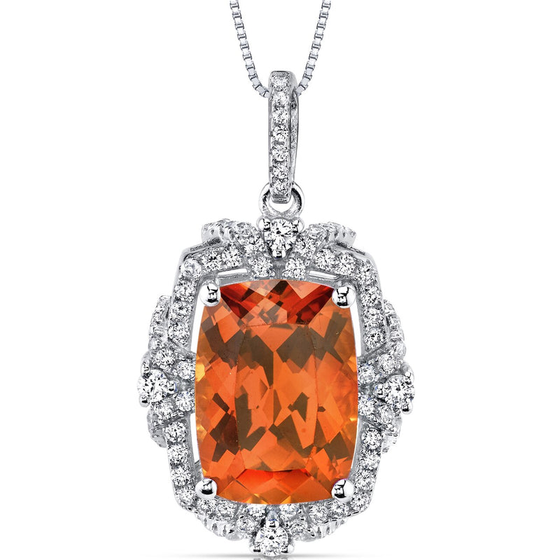 9.00 Cts Padparadscha Sapphire Pendant Sterling Silver Cushion