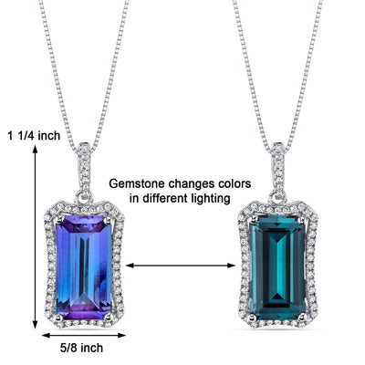 7.50 Cts Alexandrite Pendant Necklace Sterling Silver Octagon