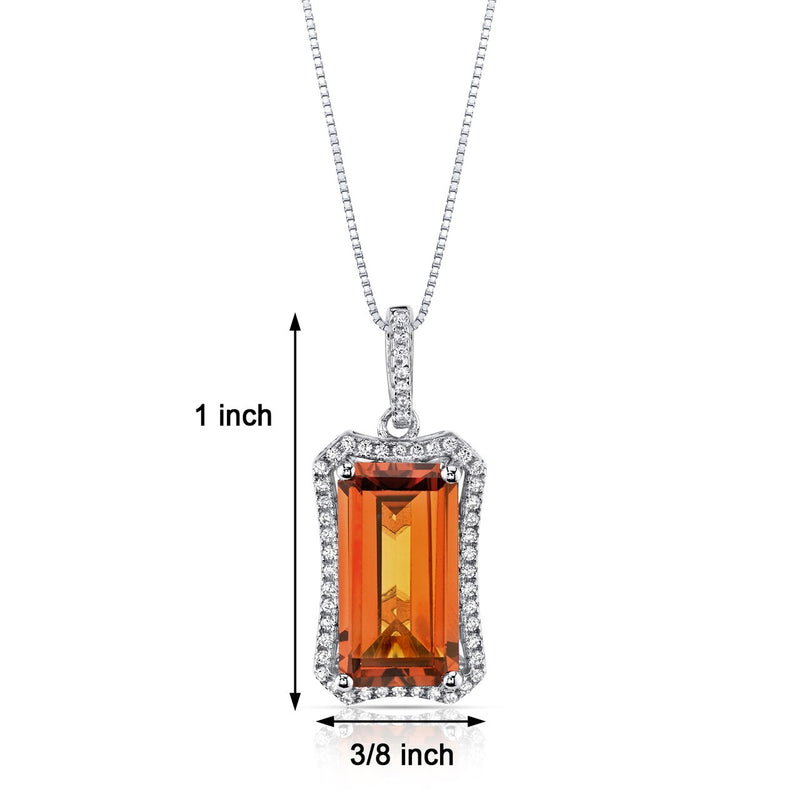 7.00 Cts Padparadscha Sapphire Pendant Sterling Silver Octagon