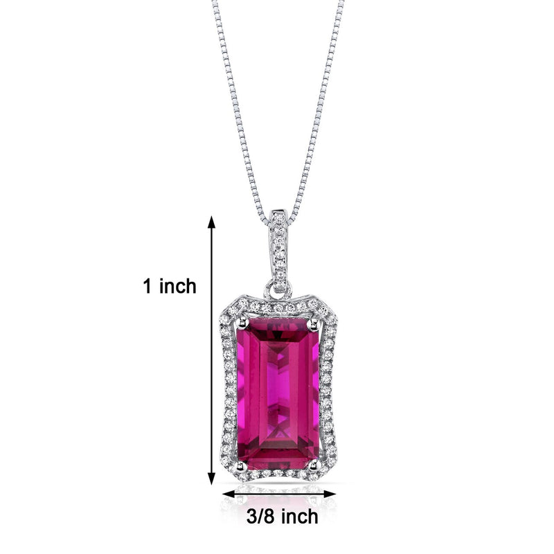 7.50 Cts Ruby Pendant Necklace Sterling Silver Octagon Cut