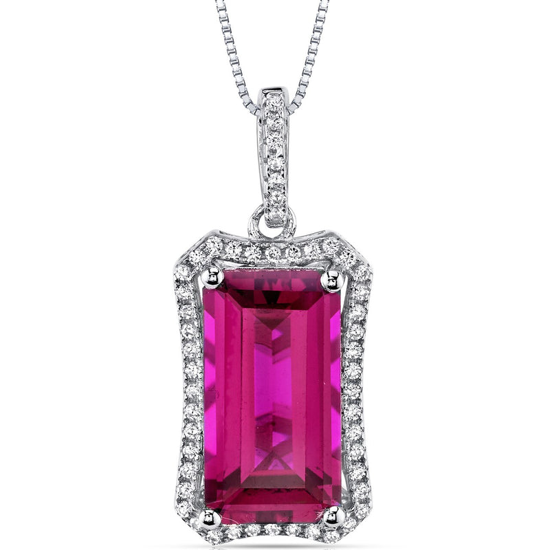 7.50 Cts Ruby Pendant Necklace Sterling Silver Octagon Cut