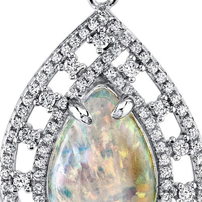 Opal Pendant Necklace Sterling Silver 2.50 Cts Pear Cabochon