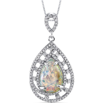 Opal Pendant Necklace Sterling Silver 2.50 Cts Pear Cabochon