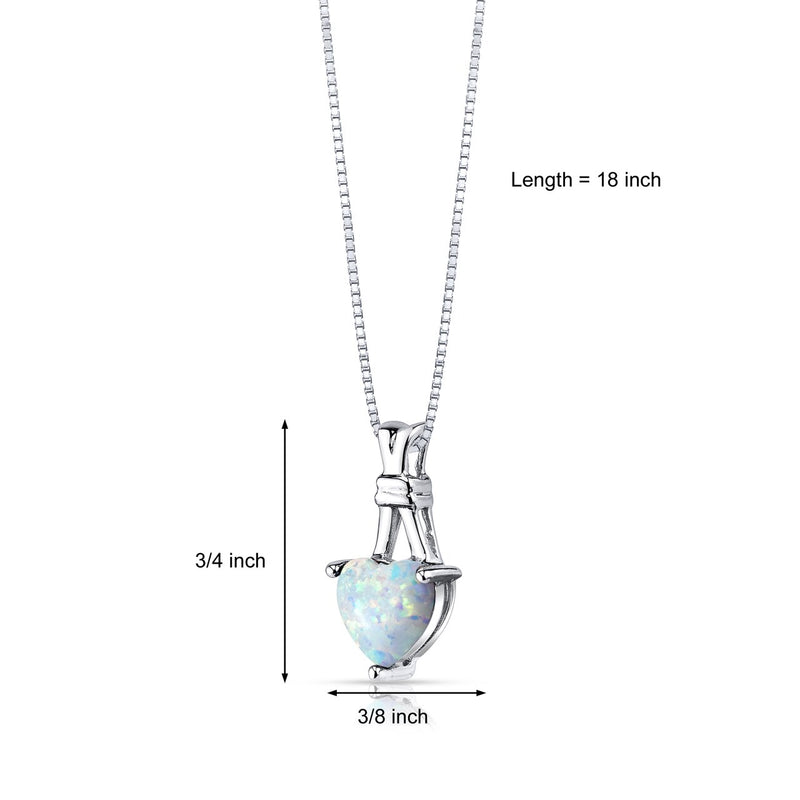 Opal Heart Pendant Necklace Sterling Silver 1.50 Carats