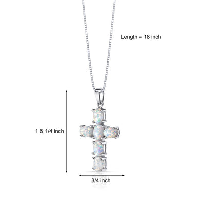Opal Cross Pendant Necklace Sterling Silver 3.00 Carats
