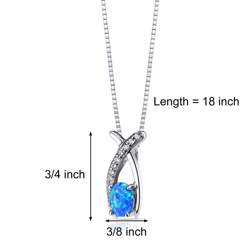Blue Opal Ichthus Pendant Necklace Sterling Silver