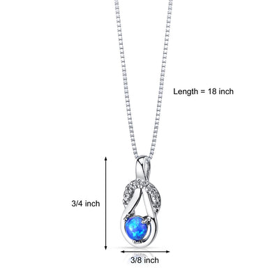 Blue Opal Infinity Knot Pendant Necklace Sterling Silver