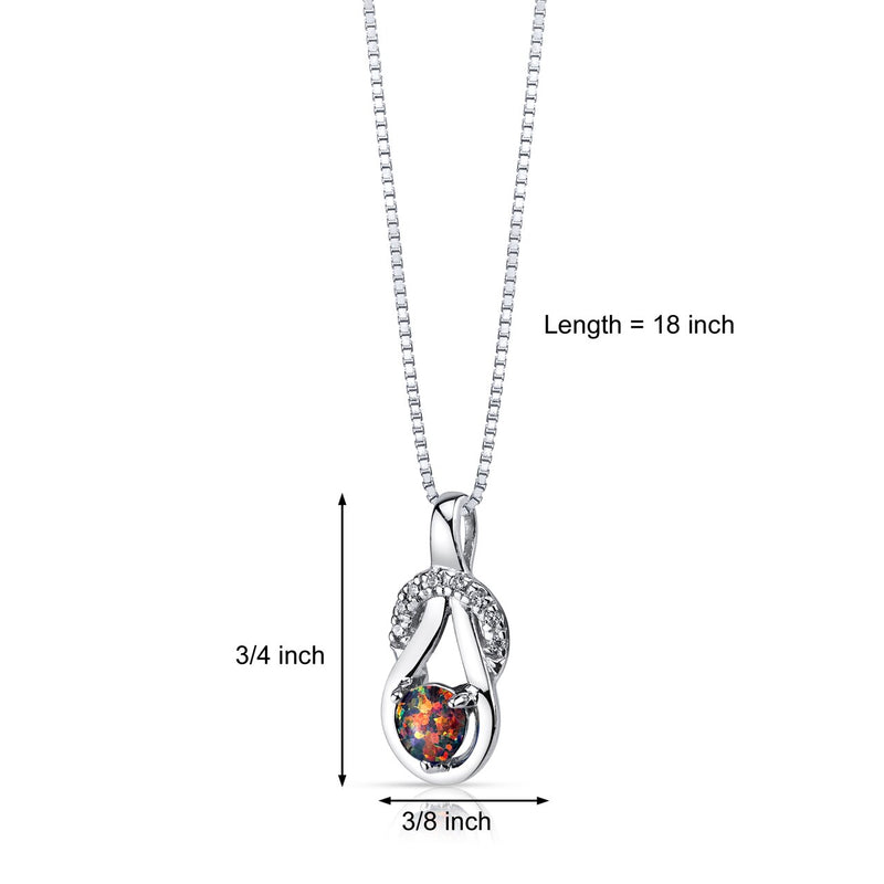 Black Opal Infinity Knot Pendant Necklace Sterling Silver