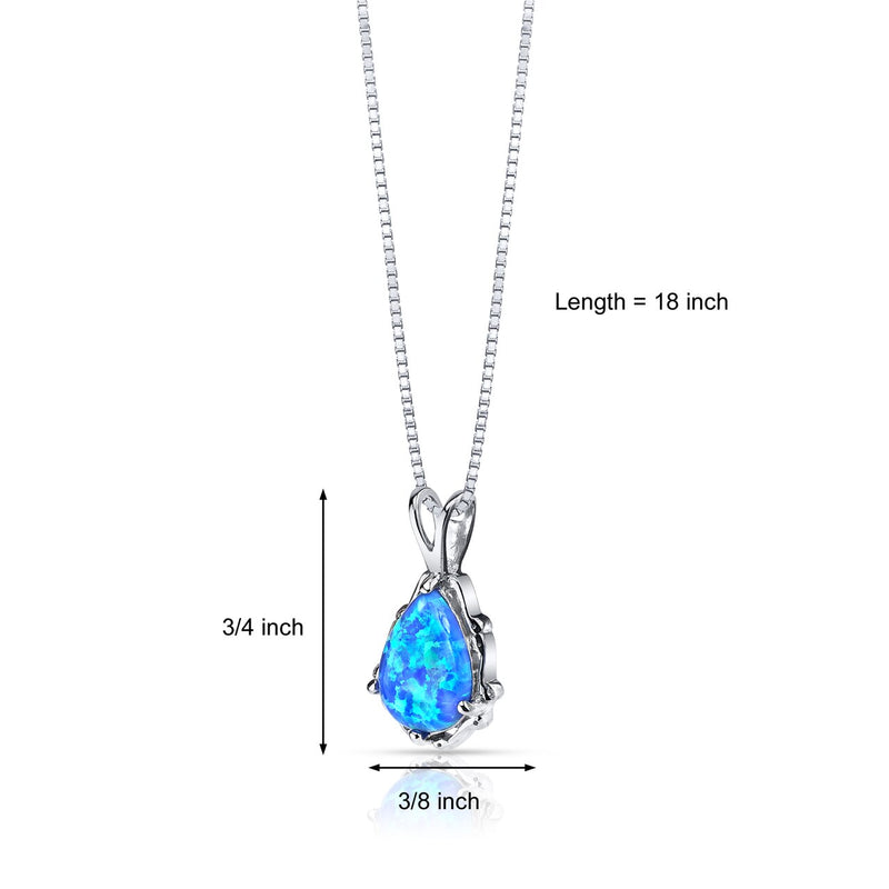 Blue Opal Stala Pendant Necklace Sterling Silver 1 Carat