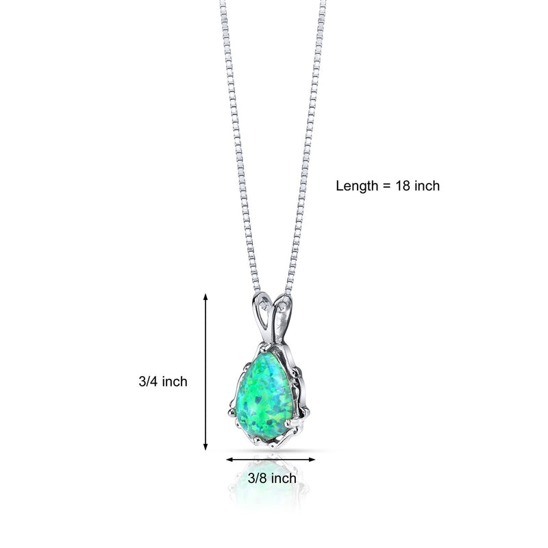 Green Opal Stala Pendant Necklace Sterling Silver 1.00 Carat