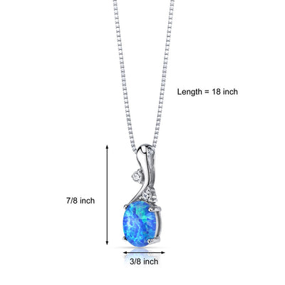 Blue Opal Posy Pendant Necklace Sterling Silver 1.75 Carats