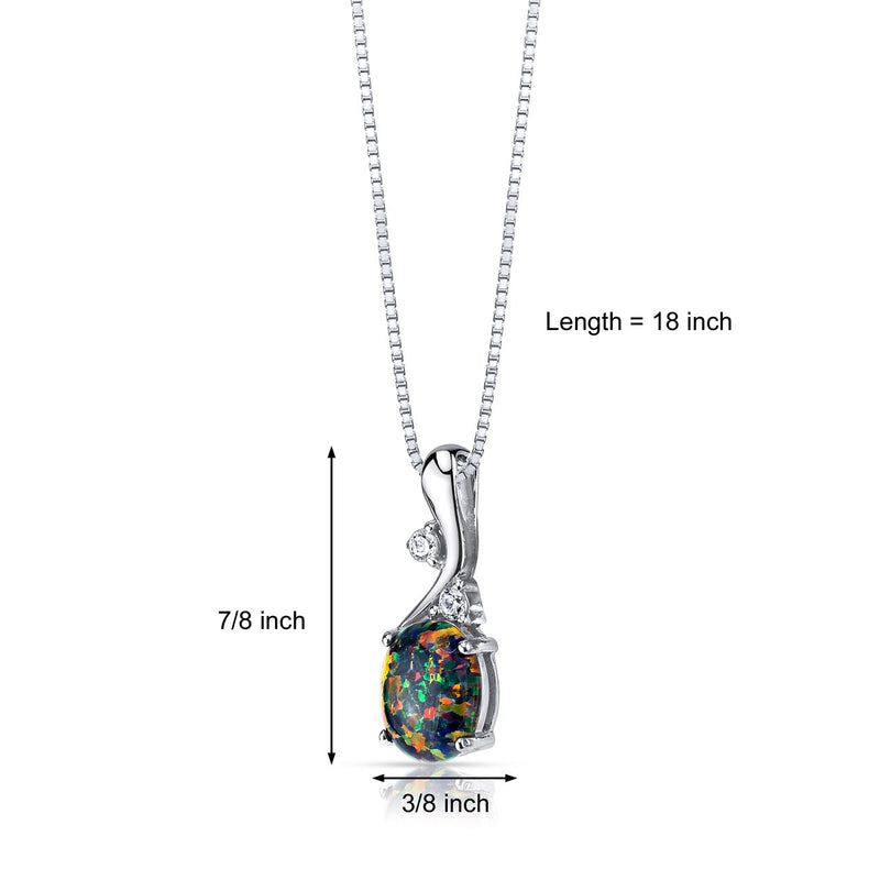 Black Opal Posy Pendant Necklace Sterling Silver 1.75 Carats