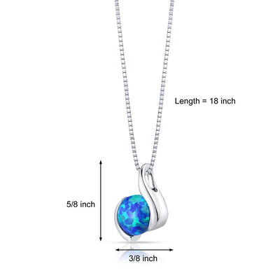 Blue Opal Iris Pendant Necklace Sterling Silver 1.50 Carats