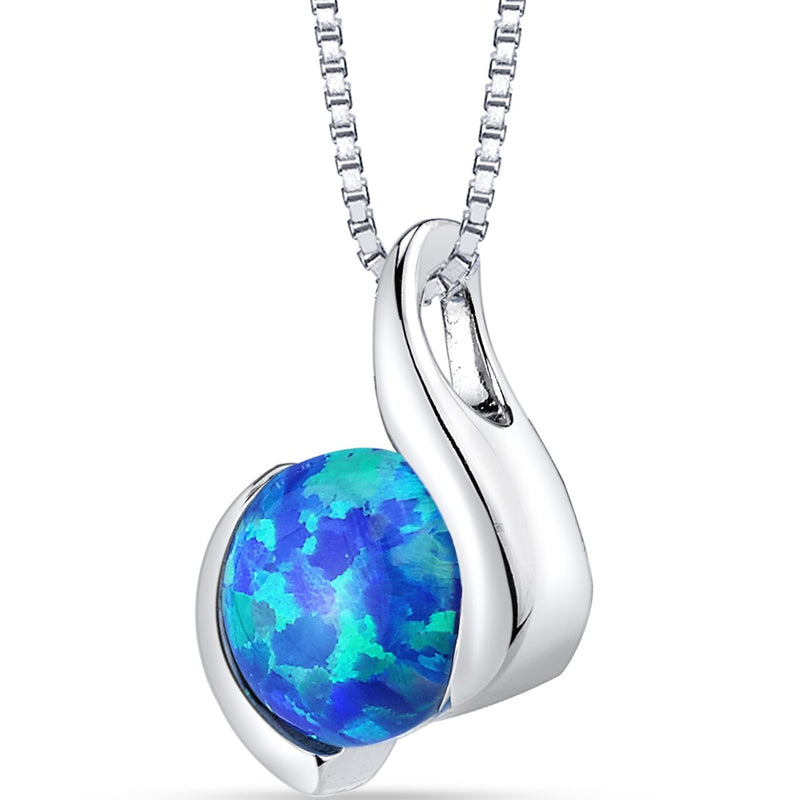 Blue Opal Iris Pendant Necklace Sterling Silver 1.50 Carats