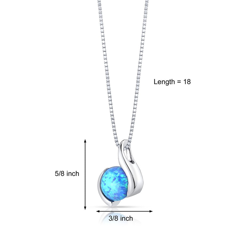Powder Blue Opal Iris Pendant Necklace Sterling Silver 1.50 Carats