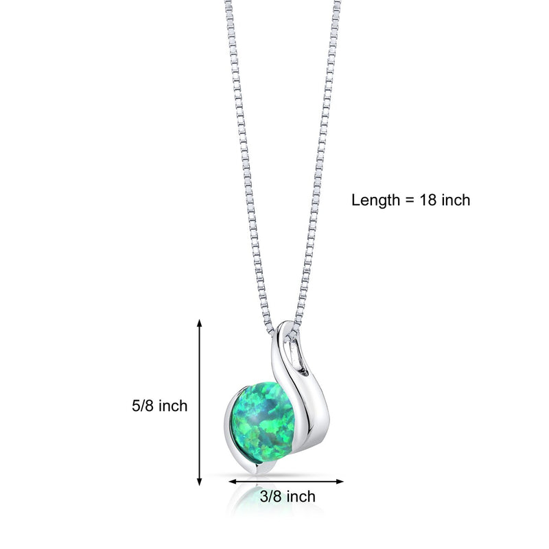 Green Opal Iris Pendant Necklace Sterling Silver 1.50 Carats