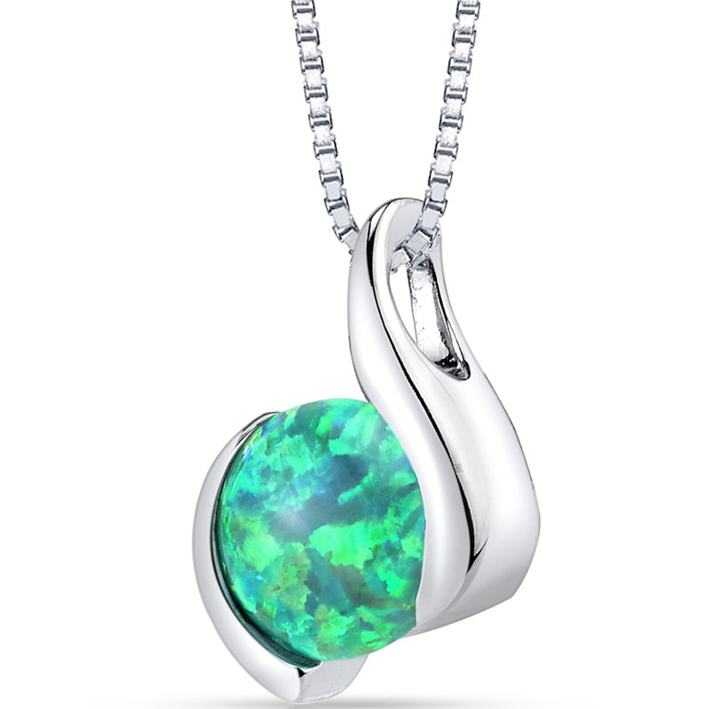 Green Opal Iris Pendant Necklace Sterling Silver 1.50 Carats