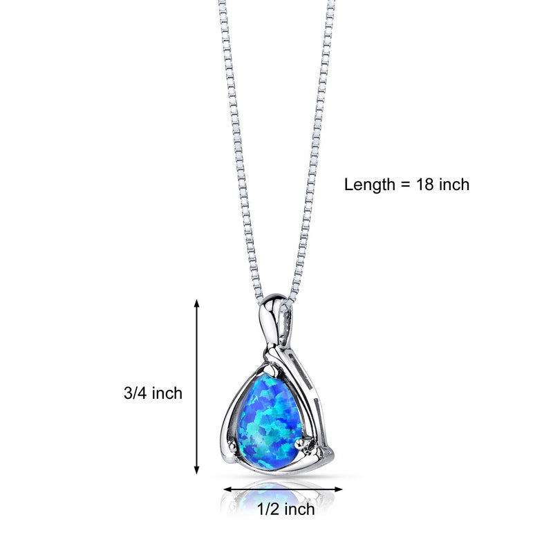 Blue Opal Equerre Pendant Necklace Sterling Silver 1.00 Carats