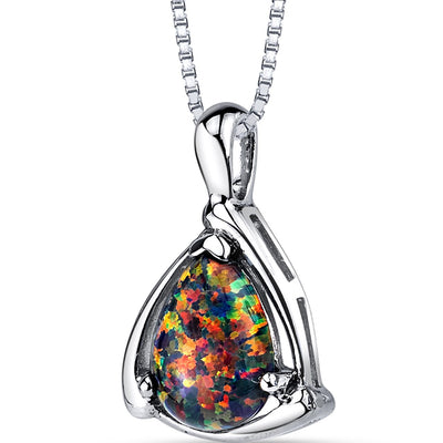 Black Opal Equerre Pendant Necklace Sterling Silver 1.00 Carats