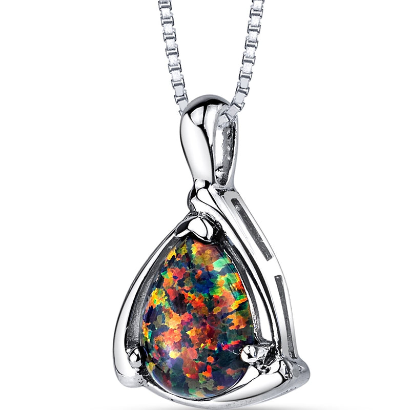 Black Opal Equerre Pendant Necklace Sterling Silver 1.00 Carats