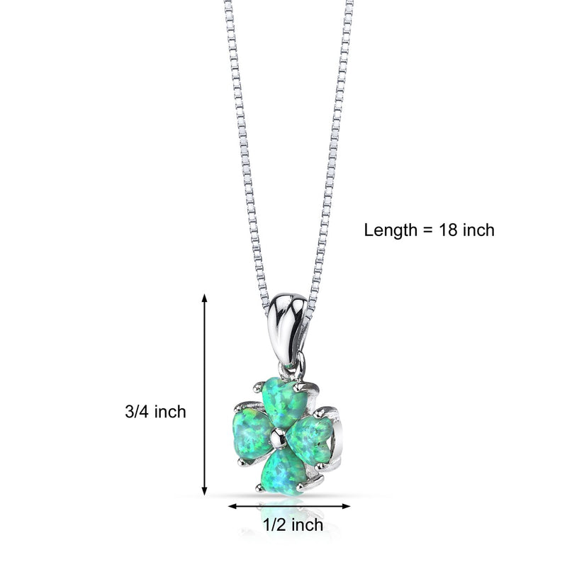 Green Opal Lucky Hearts Pendant Necklace Sterling Silver 1.50 Carats