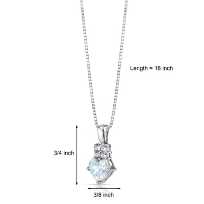 Opal Heartlight Pendant Necklace Sterling Silver 1.00 Carats
