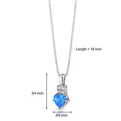 Blue Opal Heartlight Pendant Necklace Sterling Silver 1.00 Carats