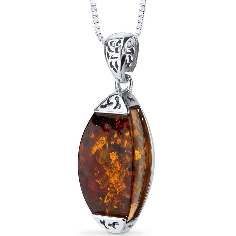 Baltic Amber Gallery Pendant Necklace Sterling Silver Cognac