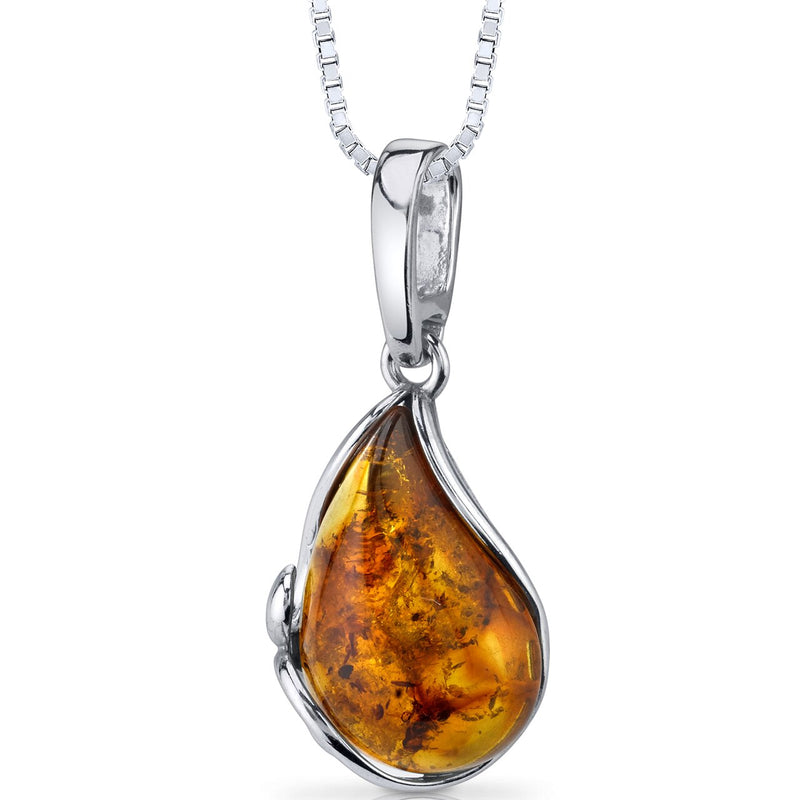 Genuine Baltic Amber Pendant Sterling Silver | SP11112 | Peora