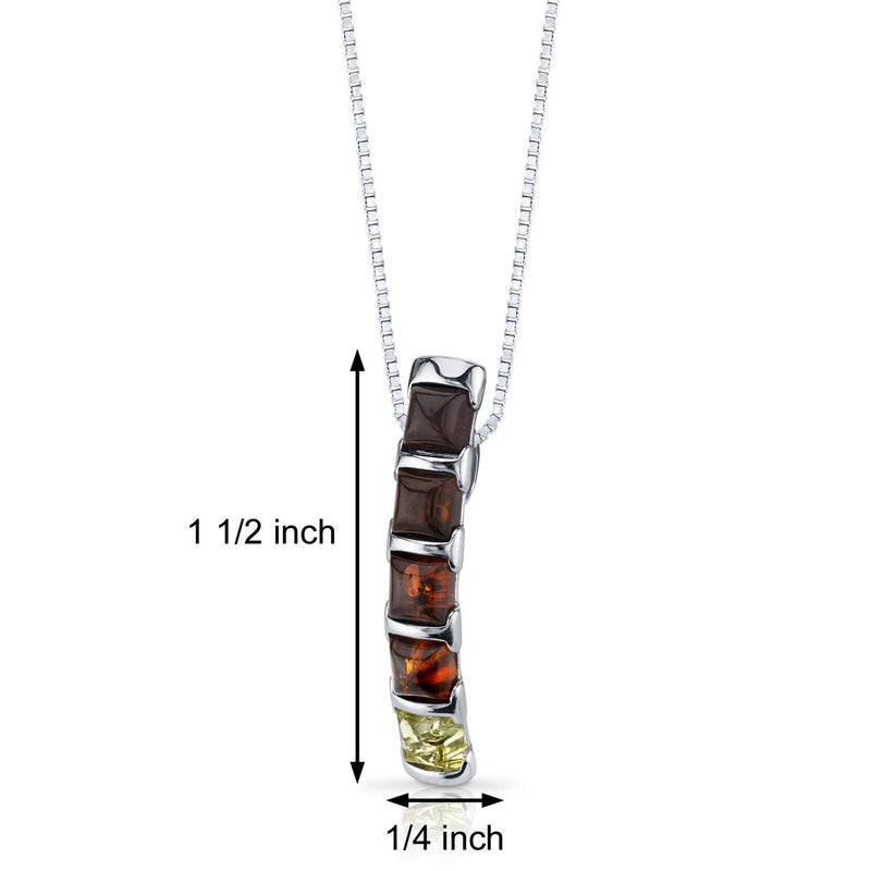 Five Stone Baltic Amber Pendant Multiple Colors Sterling Silver