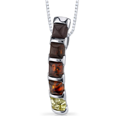 Five Stone Baltic Amber Pendant Multiple Colors Sterling Silver
