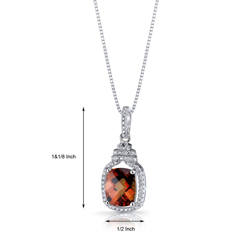 Created Padparadscha Sapphire Halo Crown Pendant Necklace Sterling Silver 4 Carats