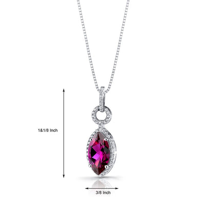 Created Ruby Marquise Pendant Necklace Sterling Silver 3.5 Carats SP11224