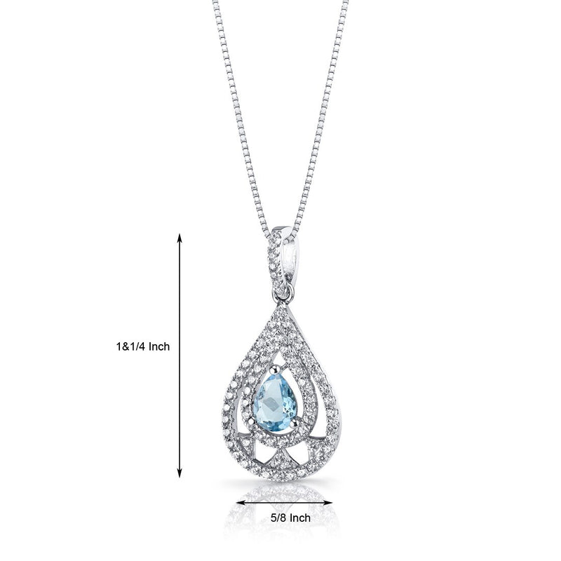 Swiss Blue Topaz Chandelier Pendant Necklace Sterling Silver 0.75 Carat