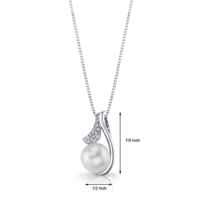 Freshwater Cultured 10mm White Pearl Moonflower Pendant Necklace Sterling Silver