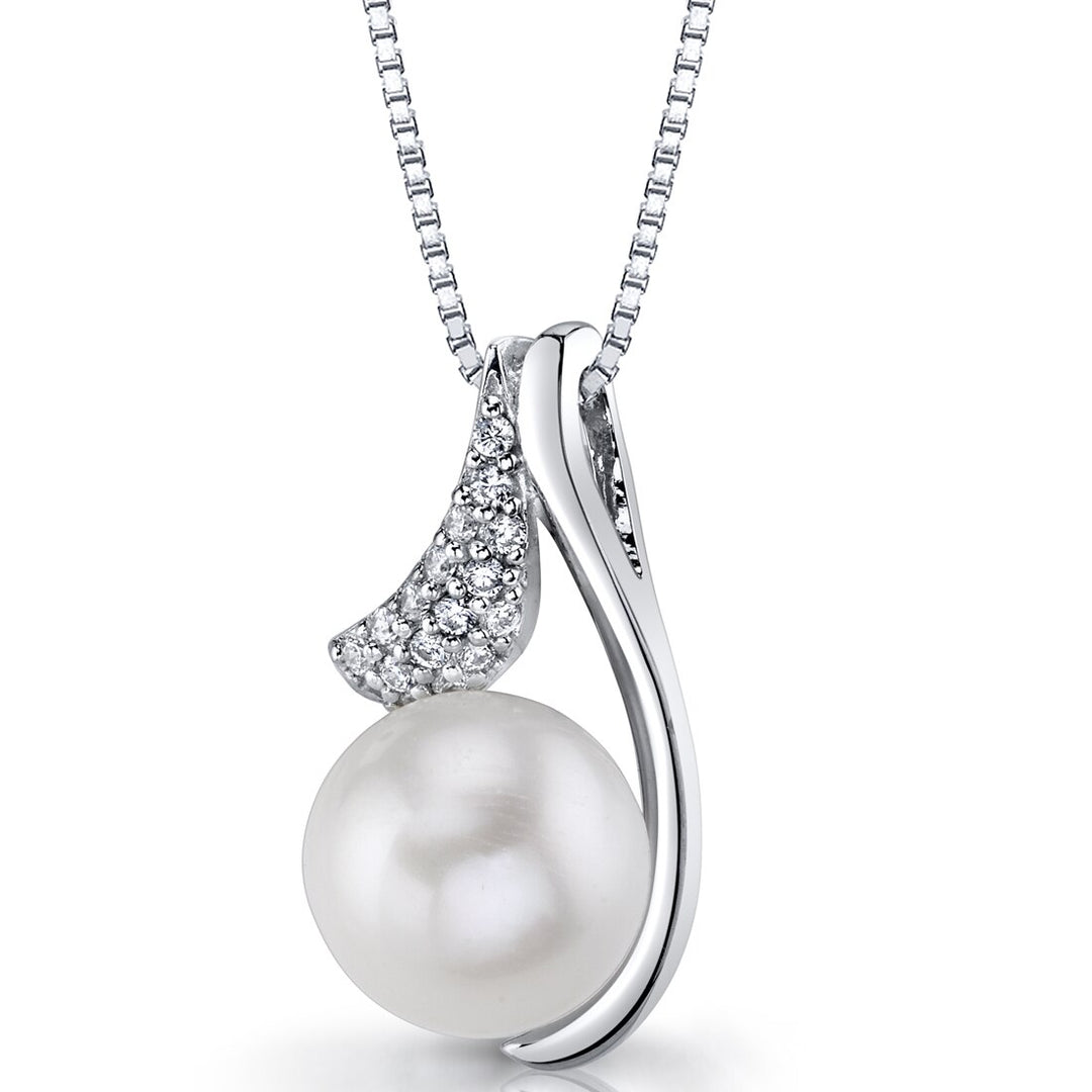 【STONEHENgE】Silver Material Pearl Cubic Necklace SC25A13T Sterling Silver Circle and Natural Pearl Pendant Necklace