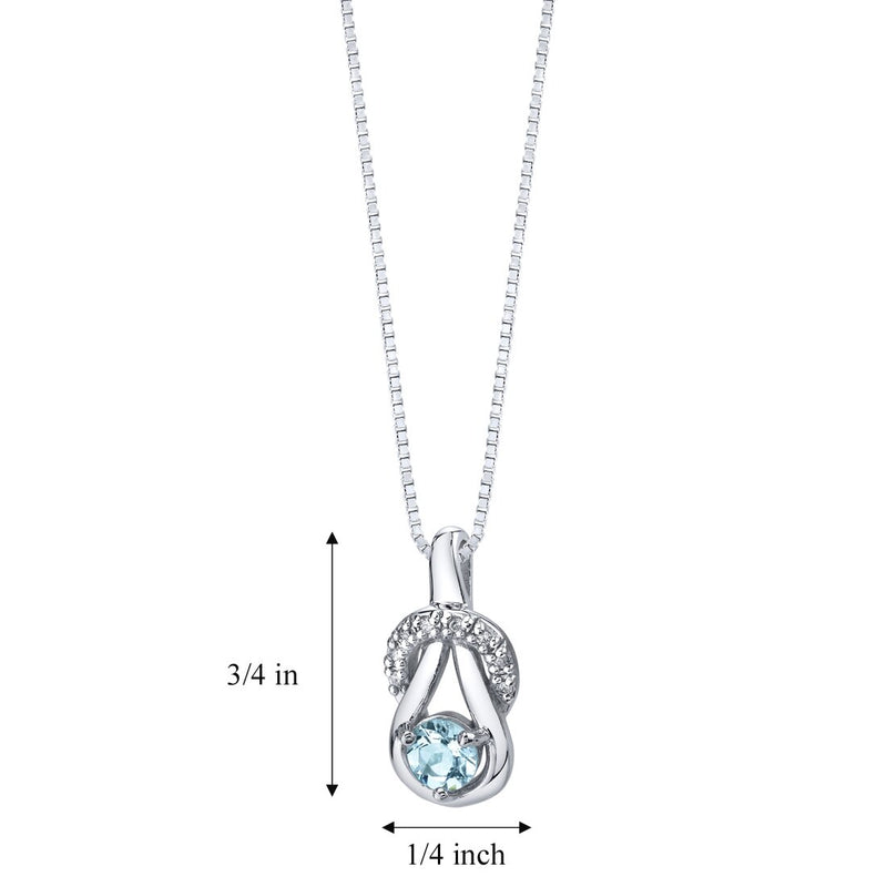 Aquamarine Ribbon Pendant Necklace Sterling Silver 0.50 carats