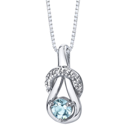 Aquamarine Ribbon Pendant Necklace Sterling Silver 0.50 carats