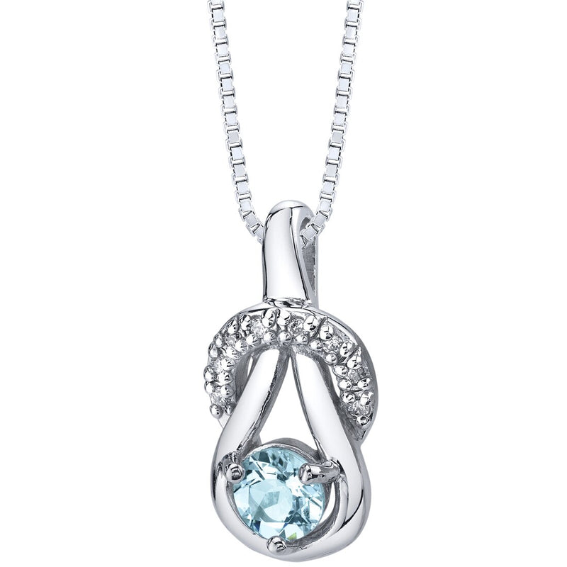 Aquamarine Ribbon Pendant Necklace Sterling Silver 0.50 carats