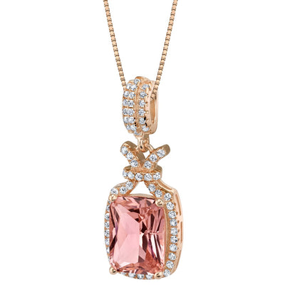 Simulated Morganite Rose-Tone Sterling Silver Glam Pendant Necklace 4 Carats