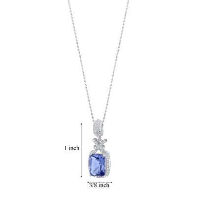 Simulated Tanzanite Sterling Silver Glam Pendant Necklace 4 Carats