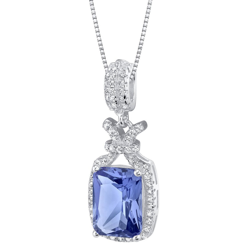 Simulated Tanzanite Sterling Silver Glam Pendant Necklace 4 Carats