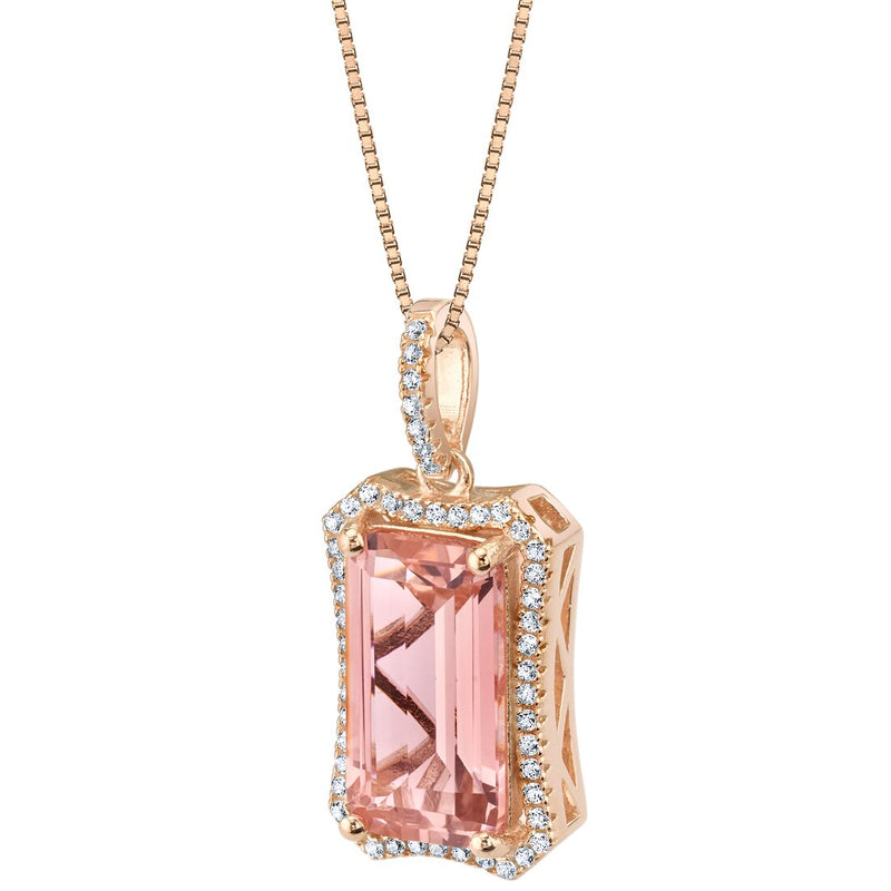 Simulated Morganite Rose-Tone Sterling Silver Celestial Pendant Necklace 5 Carats