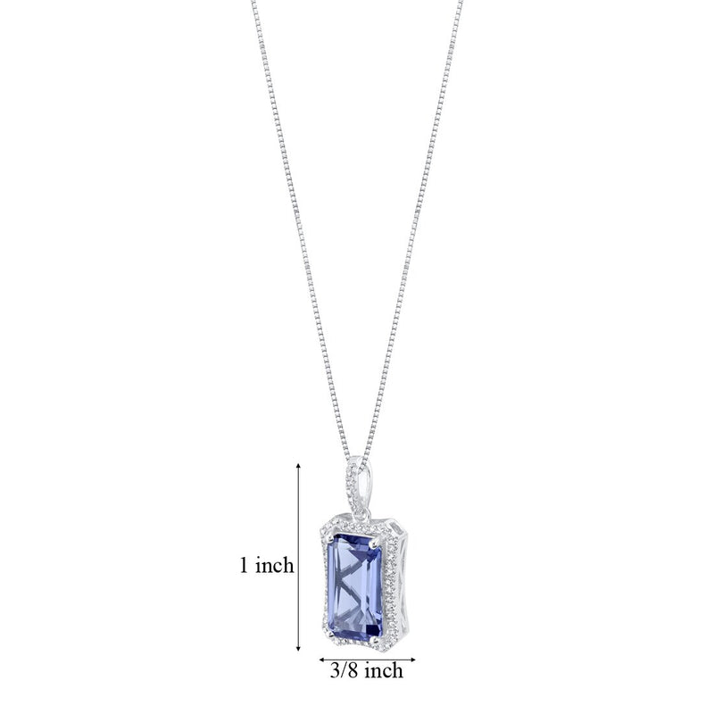 Simulated Tanzanite Sterling Silver Celestial Pendant Necklace 5 Carats