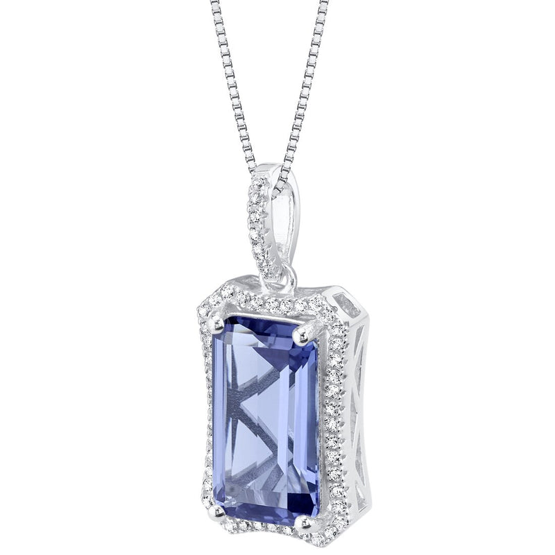 Simulated Tanzanite Sterling Silver Celestial Pendant Necklace 5 Carats