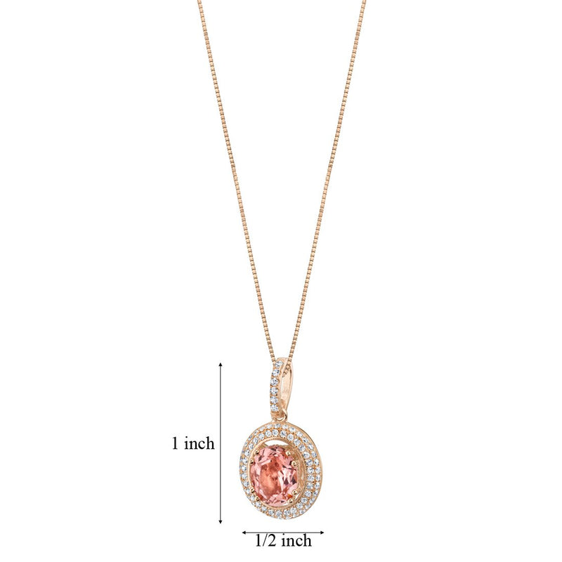 Simulated Morganite Rose-Tone Sterling Silver Harmony Pendant Necklace 3 Carats