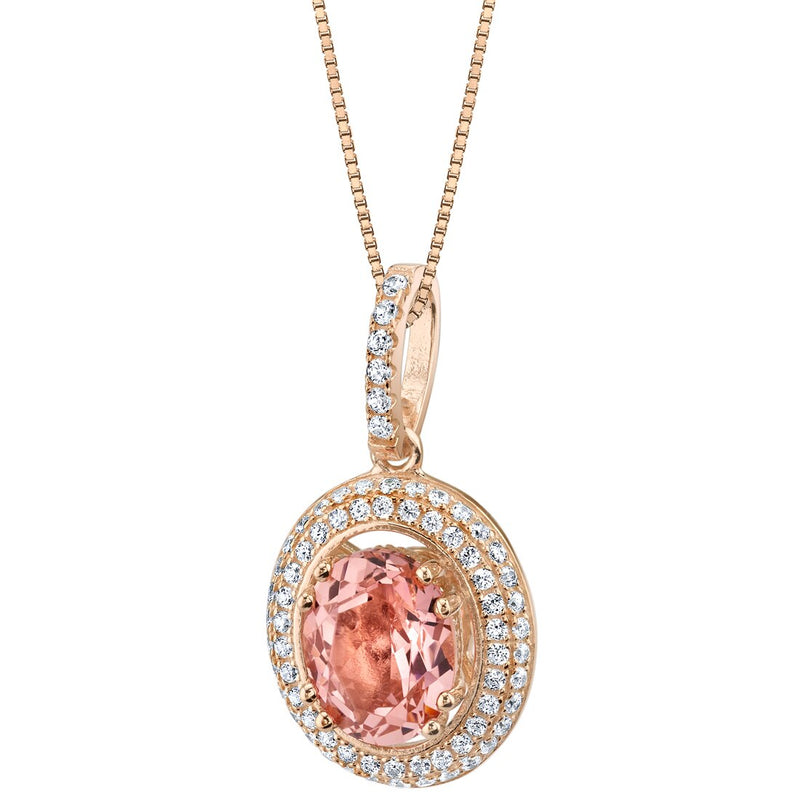 Simulated Morganite Rose-Tone Sterling Silver Harmony Pendant Necklace 3 Carats